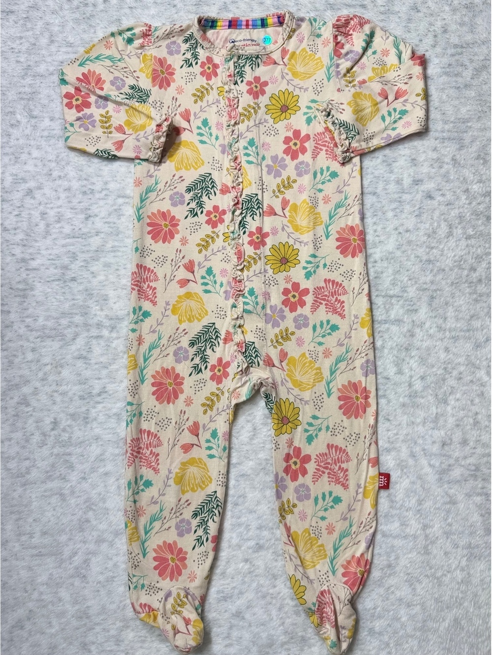 NWOT Magnetic Me Wildflower Ruffle Footie Sleeper 6-9M Baby Girl Modal Cream